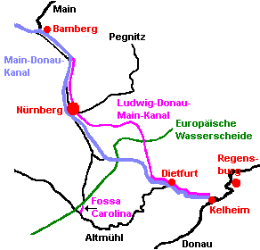 Main-Donau-Kanal Karte im Altmühltal